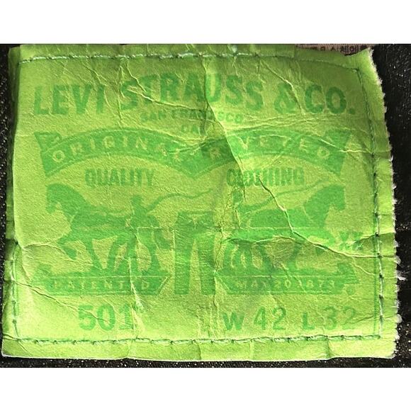 Levi 501 Straight Fit Green Button Fly Dark Wash Jeans Men's 42x32 - Picture 7 of 9